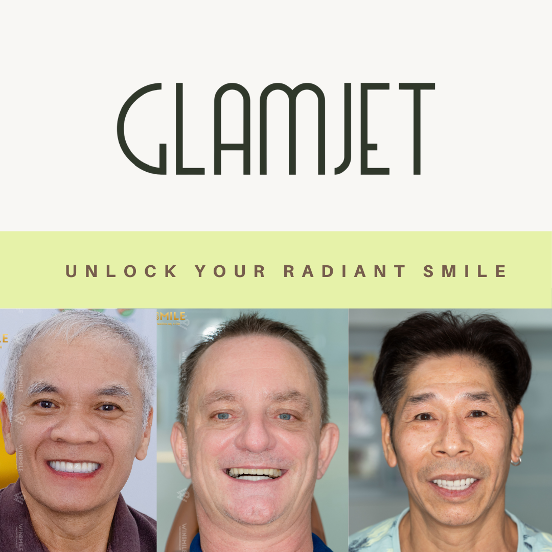 An image showcasing after photos of clients in Australia, New Zealand, America after smile makeover in Vietnam with Glamjet. Glamjet arrange dental holidays in Vietnam, Thailand, Bali, offering affordable porcelain crowns, no prep veneers, Emax ceramic veneers, dental implants, all-on-4 and all-on-6 implants, dentures, zygomatic implant, root canal, teeth whitening